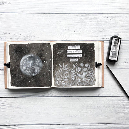 Moon Phases 7x7 Leather Journal | Embossed Square Dream & Reflection Diary